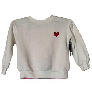Okie Dokie Toddler Girls 2T White Sweatshirt w/Pink & Red Heart Graphic (NWT)